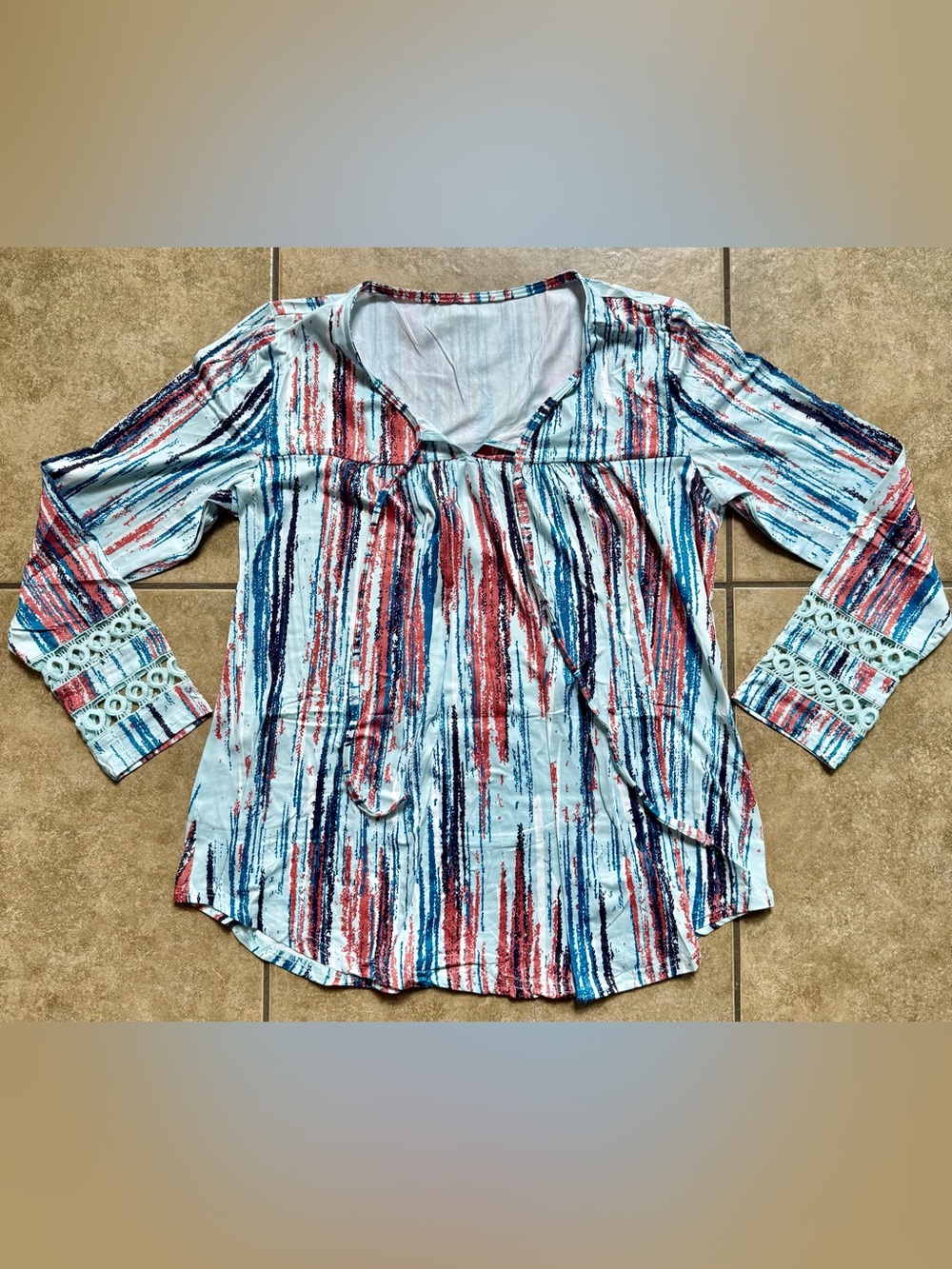 Margritta Tunic Top Plus Size XL Blue Blouse Long Sleeves New FAST SHIPPING